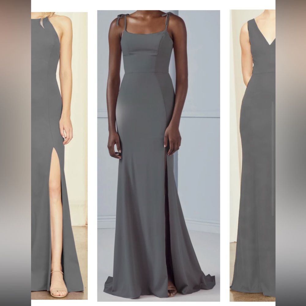 Amsale bridesmaid dress in charcoal